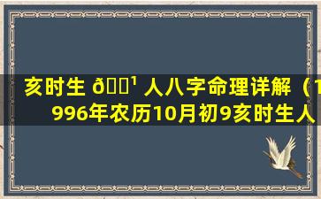 亥时生 🌹 人八字命理详解（1996年农历10月初9亥时生人八字）